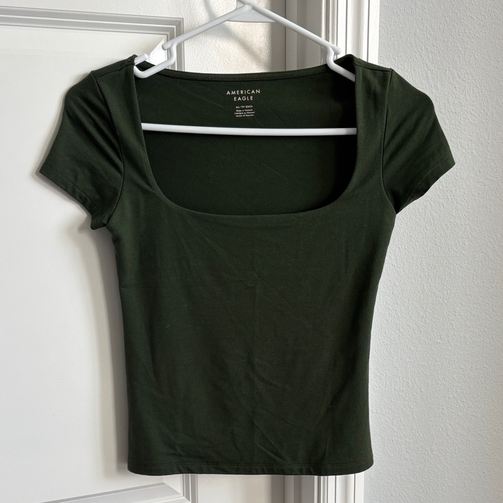 American Eagle Outfitters Dark Green Crop Top